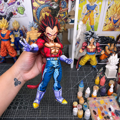Super Saiyan 4 Vegeta 2D painted collectible, figure held in hand